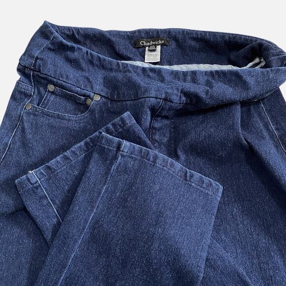 Chadwicks Denim Jeans Womens 14 TL Tall Long Daker Blue Pullon Elastic Straight - Picture 5 of 8